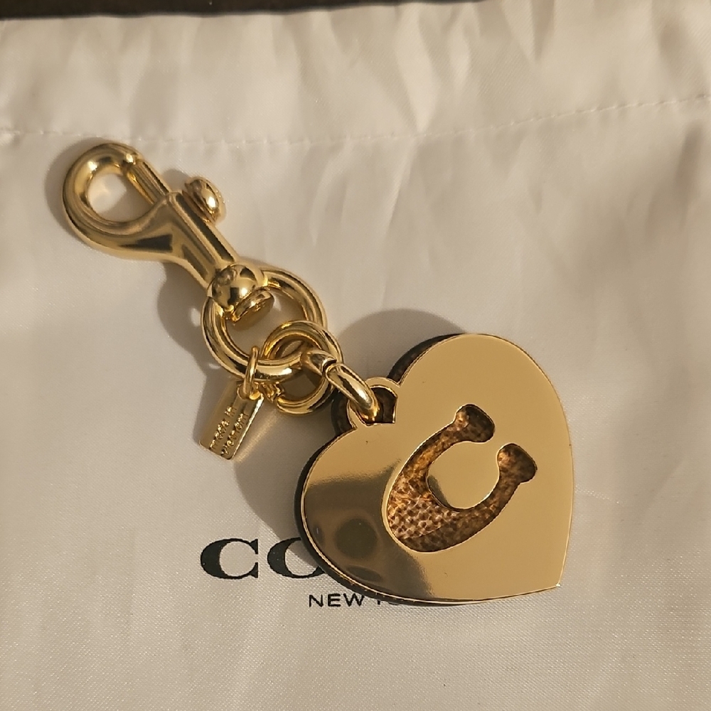 Coach Gold Heart Key Holder